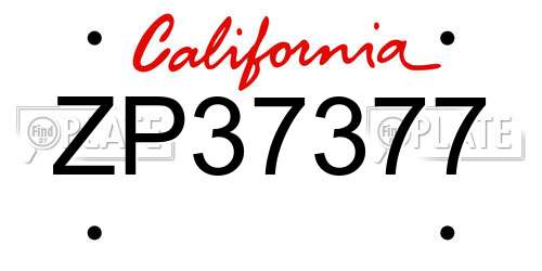 ZP37377 California License Plate