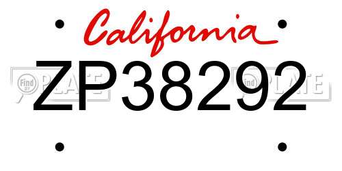 ZP38292 California License Plate
