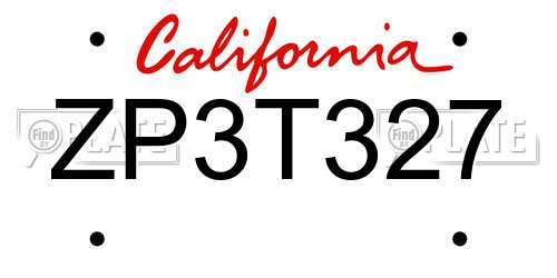 ZP3T327 California License Plate