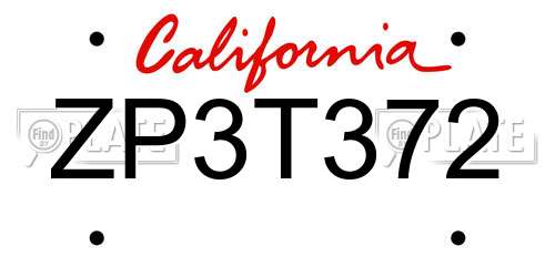ZP3T372 California License Plate