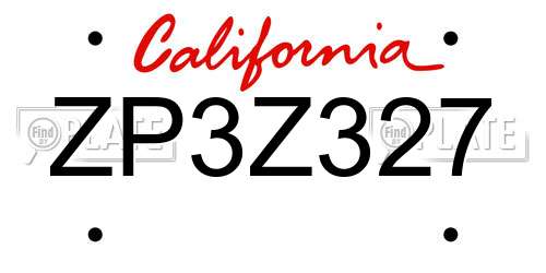 ZP3Z327 California License Plate