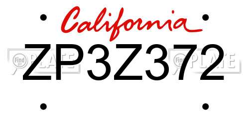 ZP3Z372 California License Plate