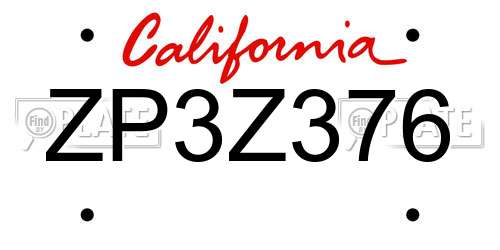 ZP3Z376 California License Plate