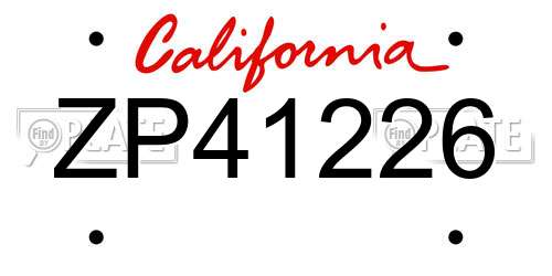 ZP41226 California License Plate