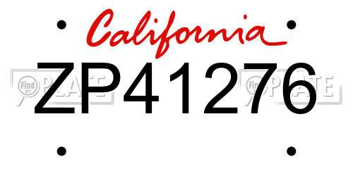 ZP41276 California License Plate