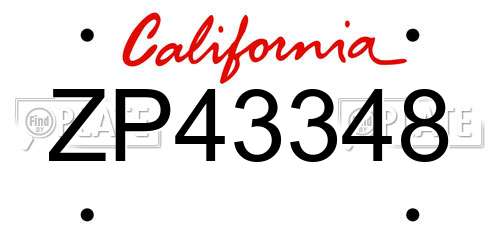 ZP43348 California License Plate