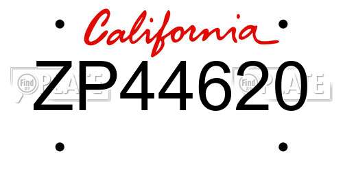 ZP44620 California License Plate