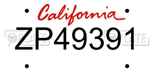 ZP49391 California License Plate