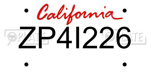 ZP4I226 California License Plate