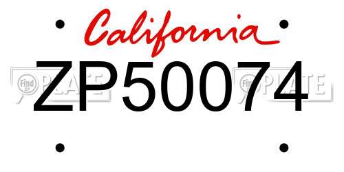 ZP50074 California License Plate