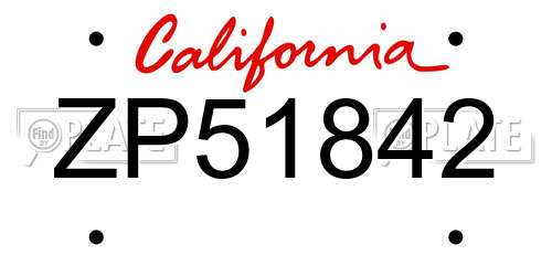 ZP51842 California License Plate