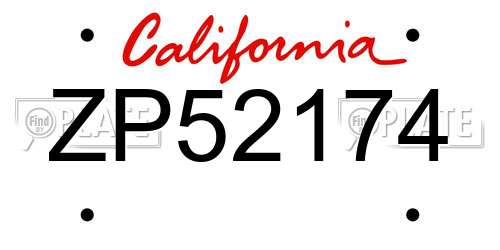 ZP52174 California License Plate