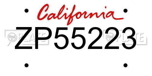ZP55223 California License Plate