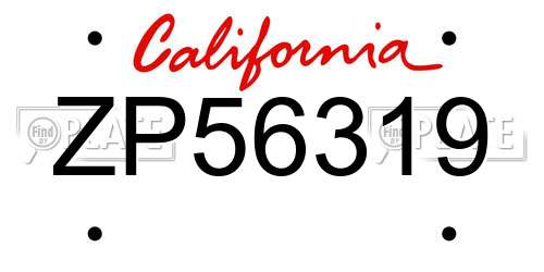 ZP56319 California License Plate