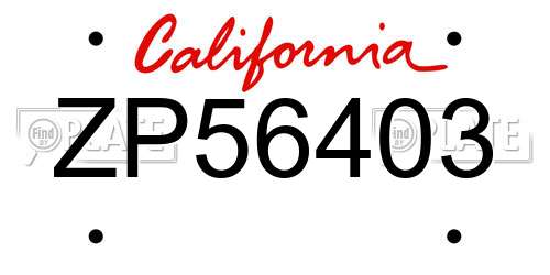 ZP56403 California License Plate