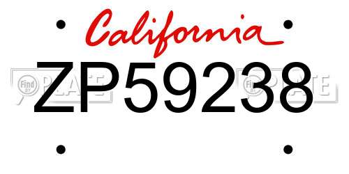 ZP59238 California License Plate