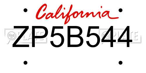 ZP5B544 California License Plate