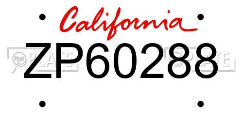 ZP60288 California License Plate