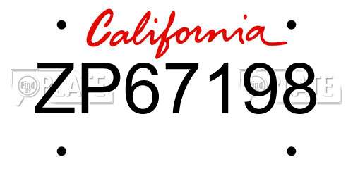 ZP67198 California License Plate