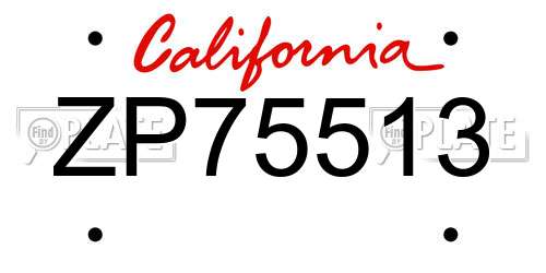 ZP75513 California License Plate