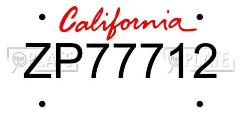 ZP77712 California License Plate