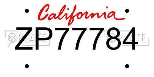 ZP77784 California License Plate