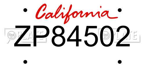 ZP84502 California License Plate