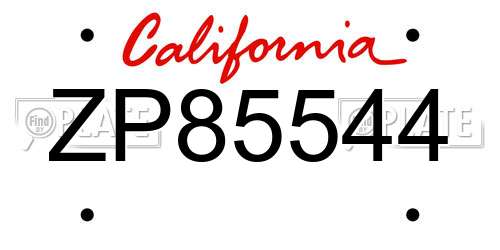 ZP85544 California License Plate