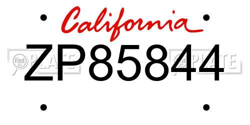 ZP85844 California License Plate