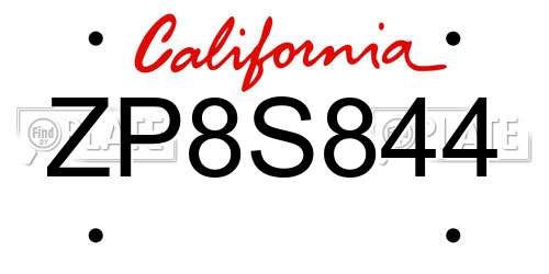 ZP8S844 California License Plate