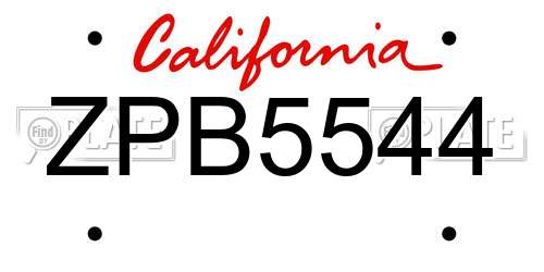 ZPB5544 California License Plate