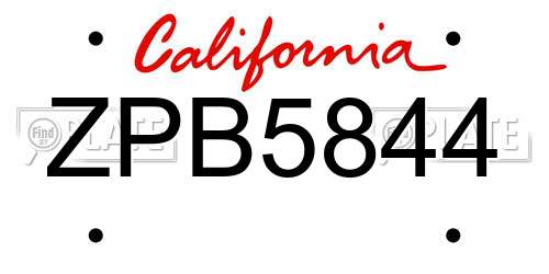 ZPB5844 California License Plate
