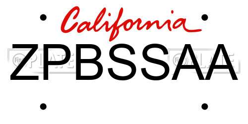 ZPBSSAA California License Plate