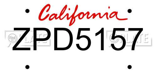 ZPD5157 California License Plate