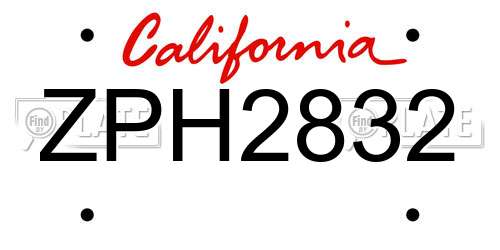 ZPH2832 California License Plate