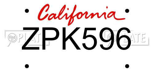 ZPK596 California License Plate