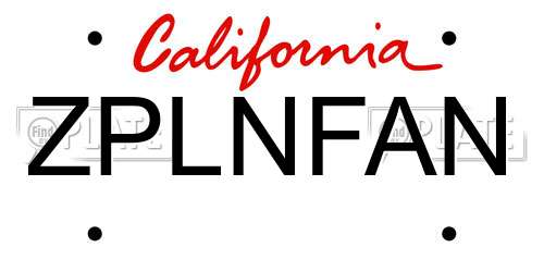 ZPLNFAN California License Plate