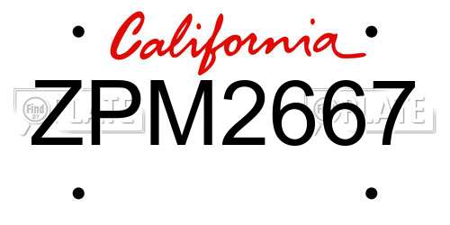ZPM2667 California License Plate