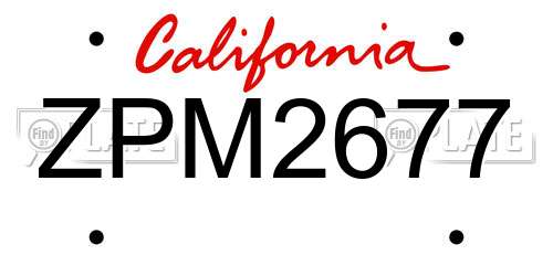 ZPM2677 California License Plate