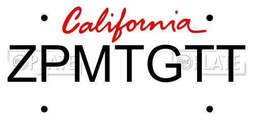 ZPMTGTT California License Plate