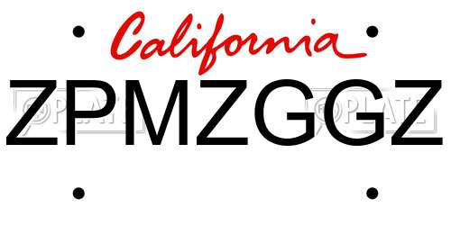 ZPMZGGZ California License Plate
