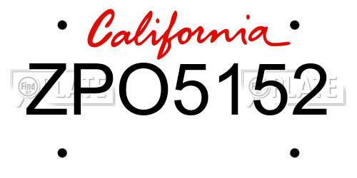 ZPO5152 California License Plate