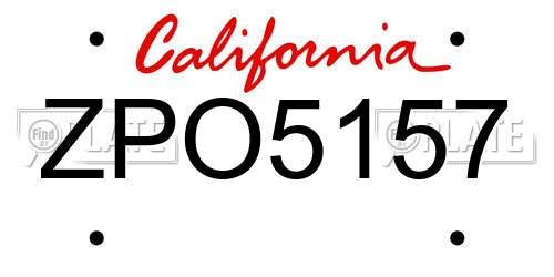 ZPO5157 California License Plate