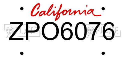 ZPO6076 California License Plate