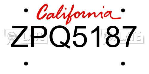 ZPQ5187 California License Plate