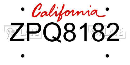 ZPQ8182 California License Plate