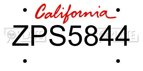 ZPS5844 California License Plate