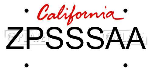 ZPSSSAA California License Plate