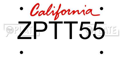 ZPTT55 California License Plate