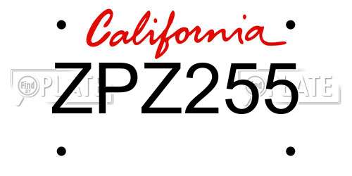ZPZ255 California License Plate